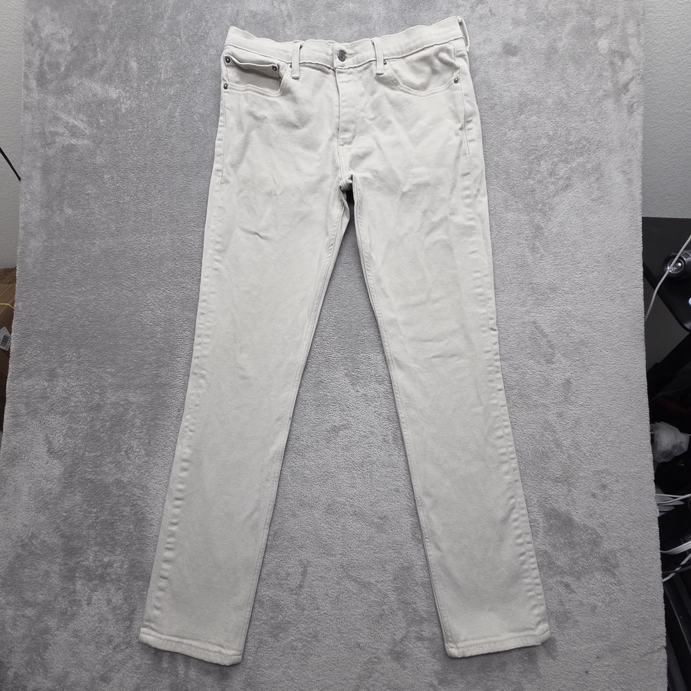 Levis 511 Pants Mens Measured 36x34 White Beige White Tapered Stretch Zip Fly